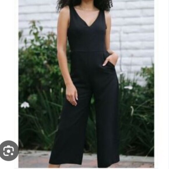 MOD REF Paige Black Tie Back Sleeveless Wide Leg Jumpsuit - Picture 2 of 16